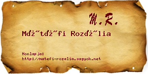 Mátéfi Rozália névjegykártya